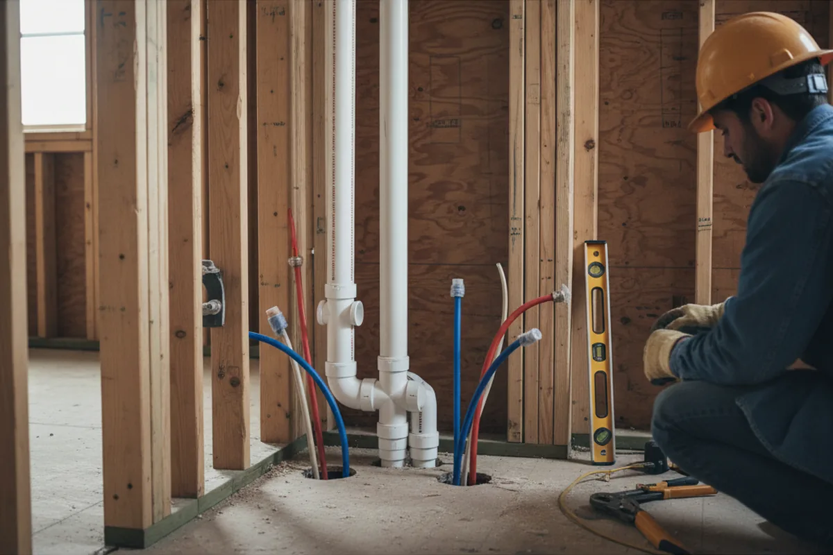 Drain and supply rough-in during Leak Detection in Willis